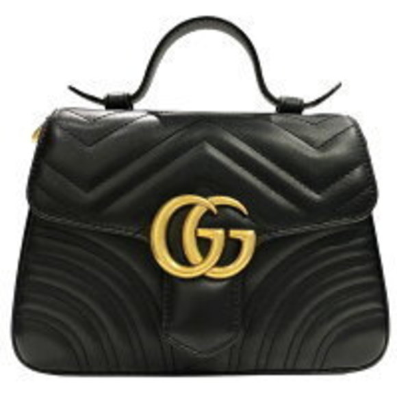 GUCCI DTDIT GG Marmont Mini Top Handle Bag Shoulder Black SA - Picture 3 of 9